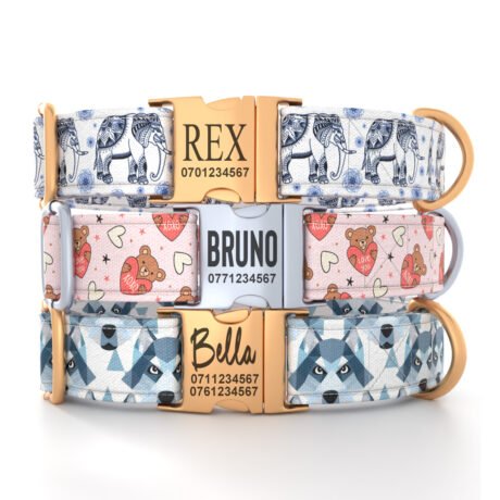Personalized “Animal Design” Dog Collar – Custom Premium Adjustable Collar
