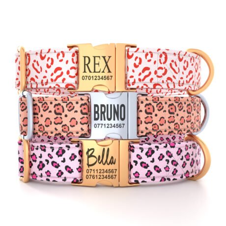 Personalized “Cheetah Skin” Dog Collar – Custom Premium Adjustable Collar