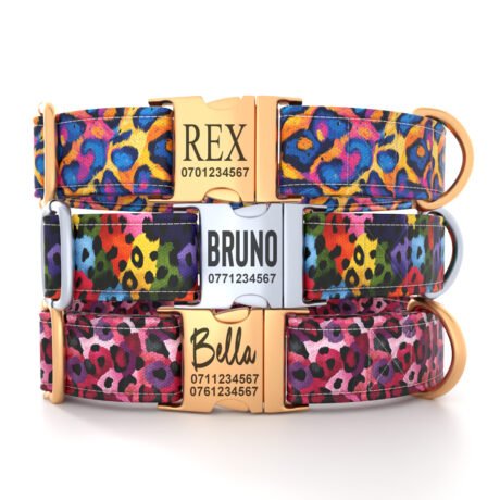 Personalized “Leopard Skin Design” Dog Collar – Custom Premium Adjustable Collar