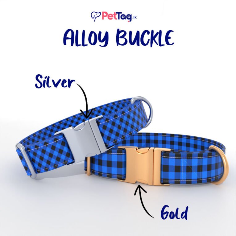Personalized “Blue Plaid” Dog Collar