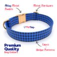 Personalized “Blue Plaid” Dog Collar