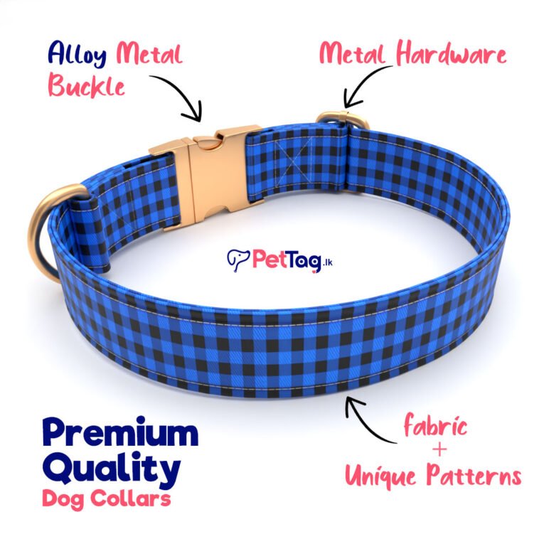 Personalized “Blue Plaid” Dog Collar