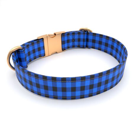 Personalized “Blue Plaid” Dog Collar